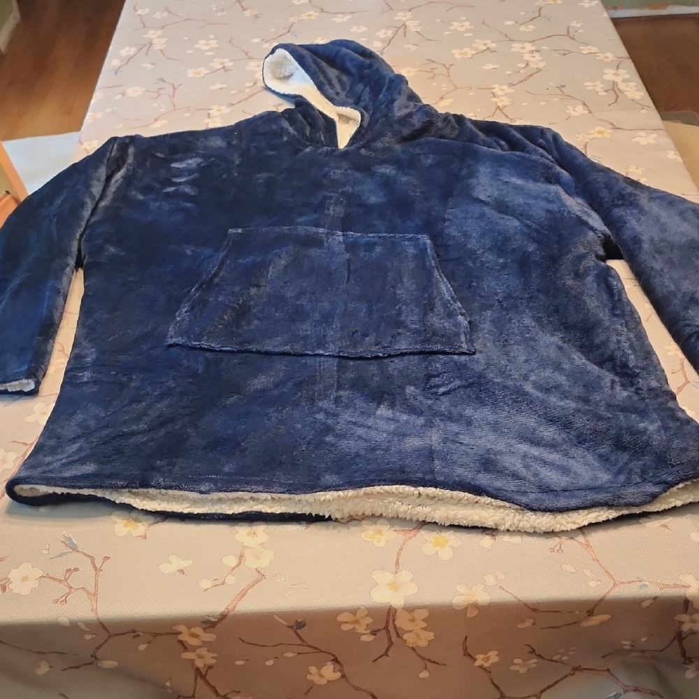 Oversized Navy Blue Fleece Hoodie
